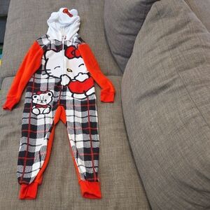 Hello Kitty Red and Black Plaid Kids Footie